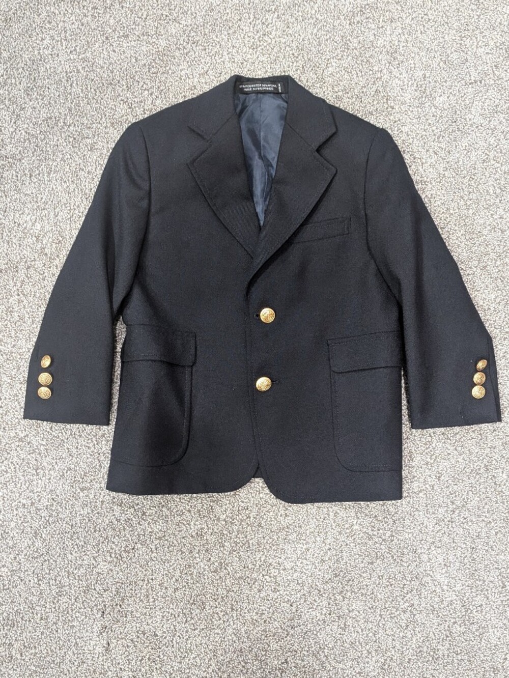 Nordstrom Suit Jacket Blazer Boys 5 Navy Gold Button Wool Blend Classic Preppy